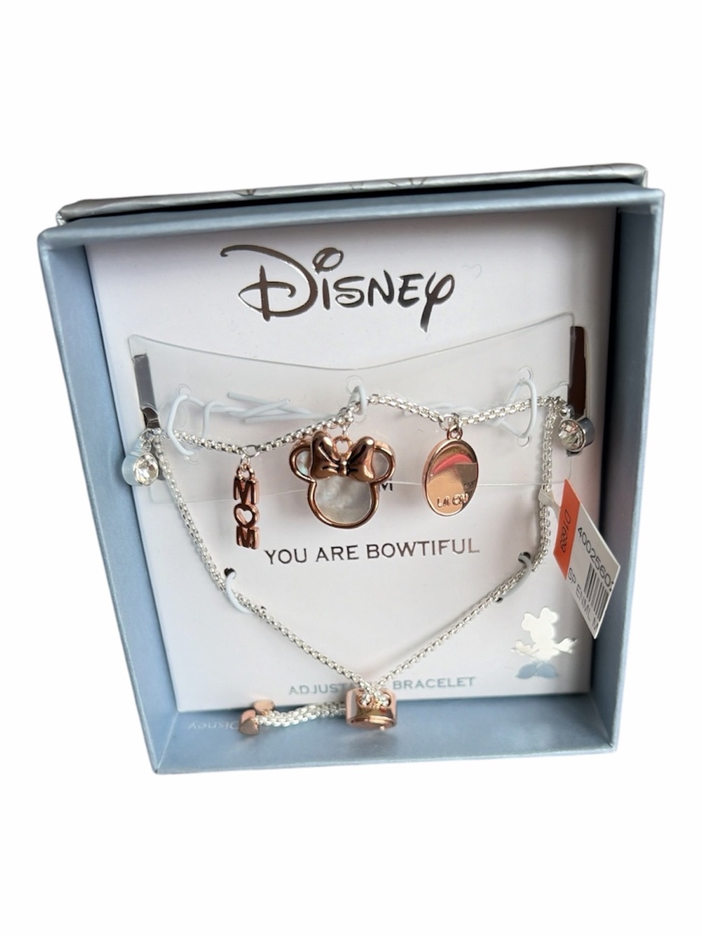 Disney Rose Gold and Silver Minnie Mouse Charm Bracelet Set